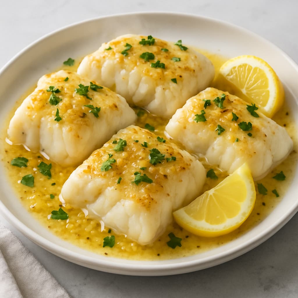 Baked Cod with Garlic Butter — FamilyPlate recipe