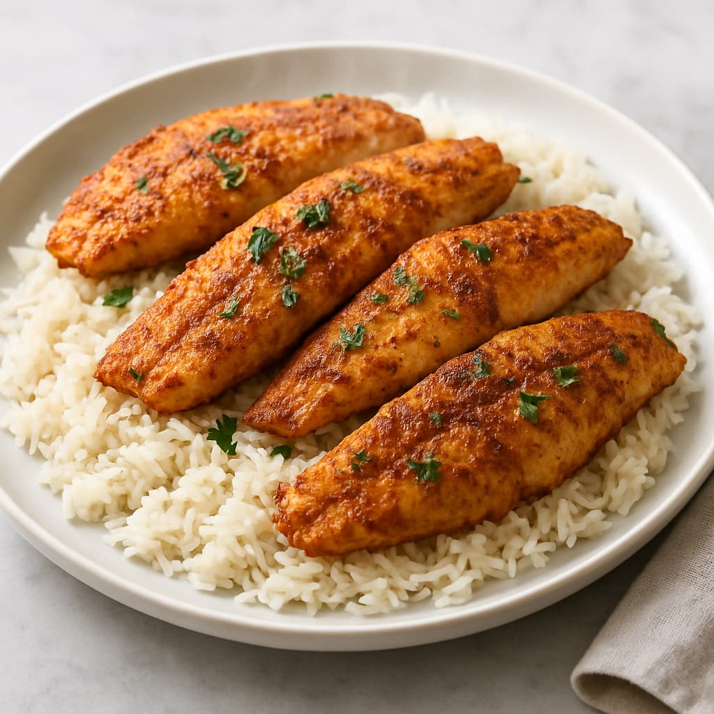 Baked Masala Fish with Rice — FamilyPlate recipe