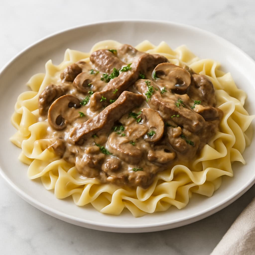 Beef and Mushroom Stroganoff — FamilyPlate recipe