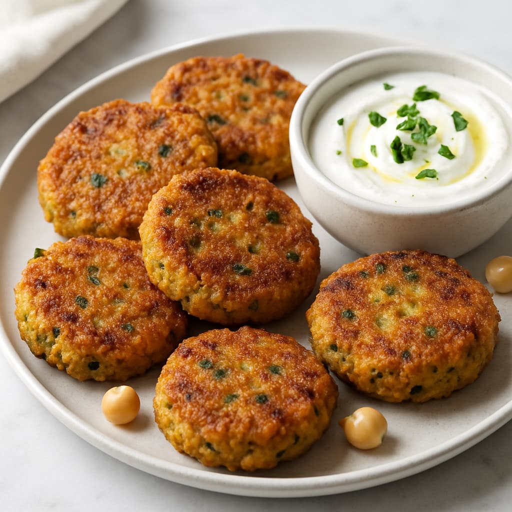 Chickpea Fritters with Dip — FamilyPlate recipe