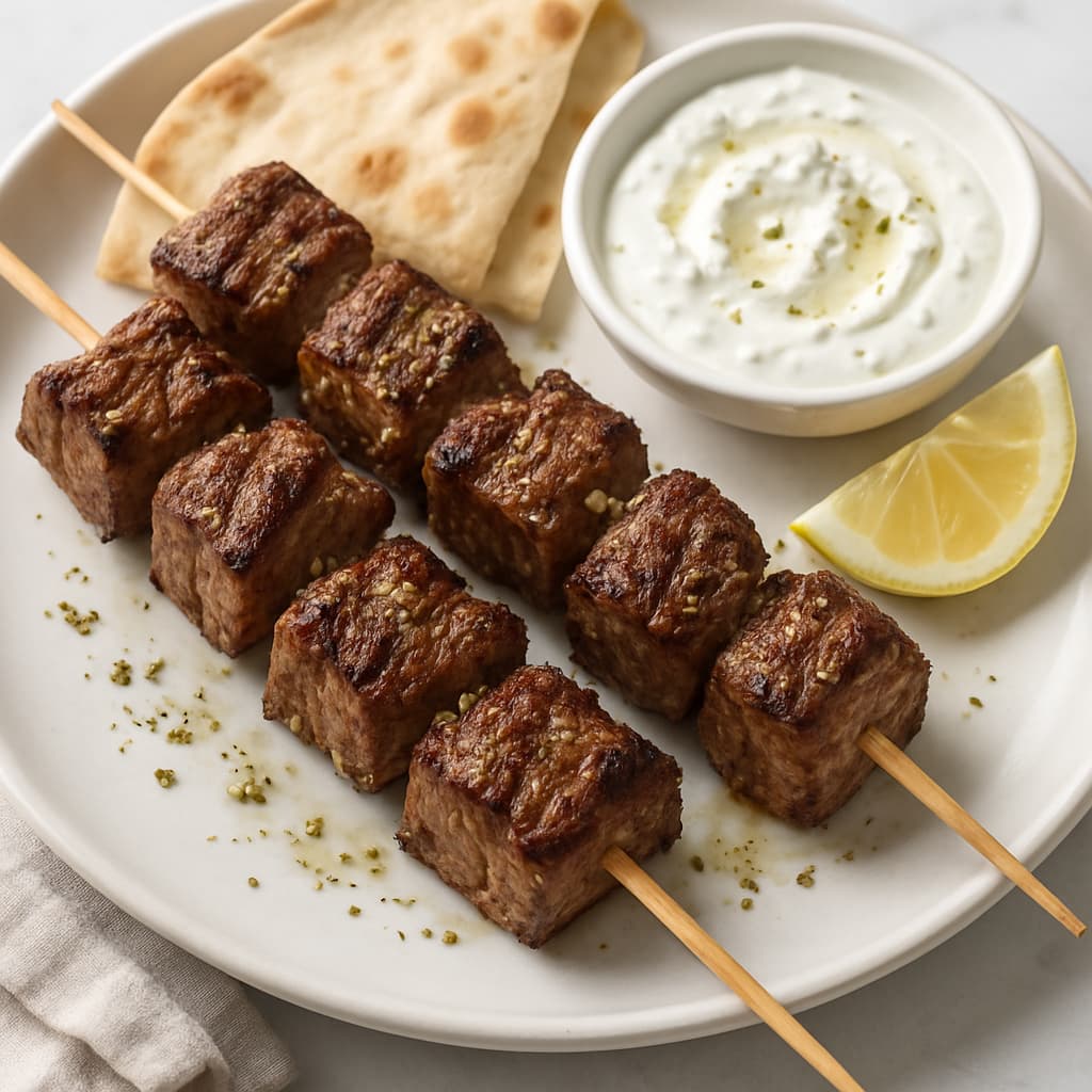 Greek Beef Souvlaki Skewers — FamilyPlate recipe