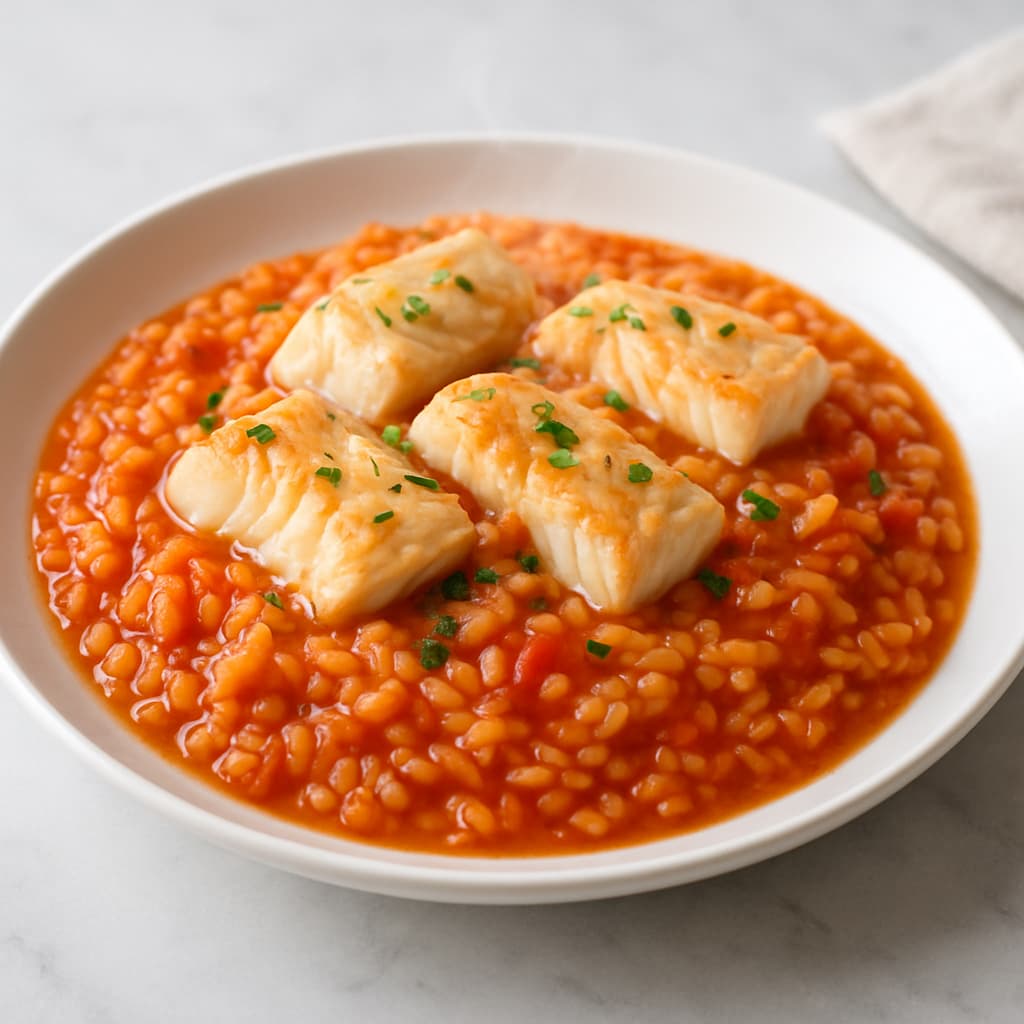 Greek Fish and Tomato Risotto — FamilyPlate recipe