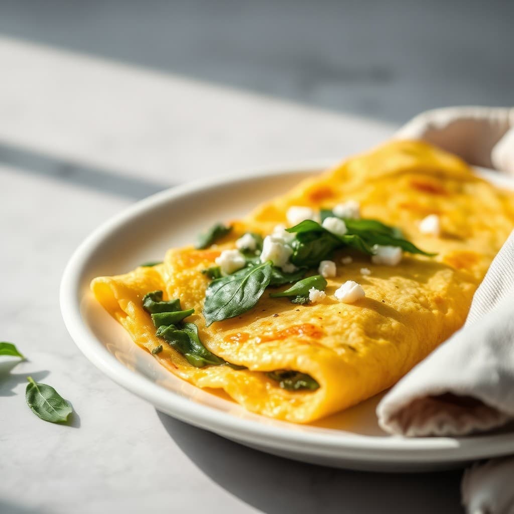 Savory Spinach and Feta Omelet — FamilyPlate recipe