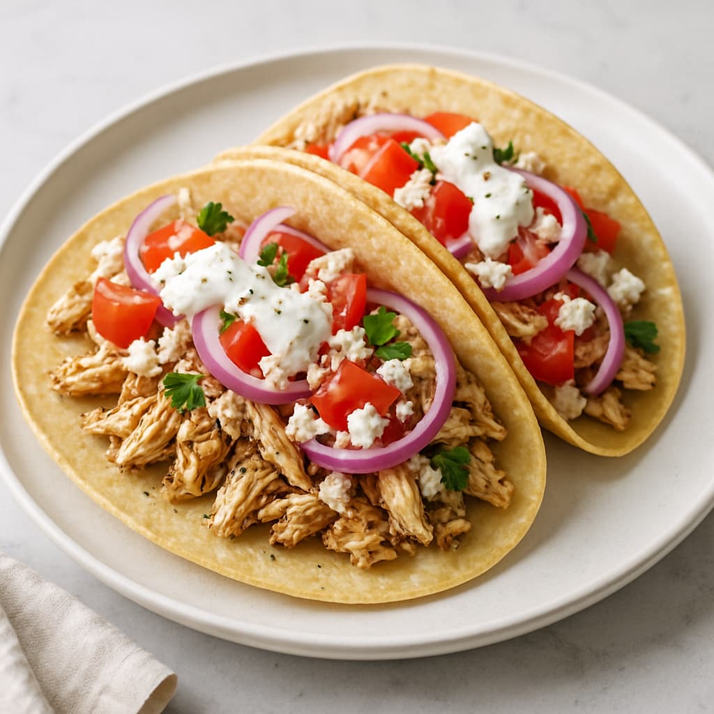 Speedy Greek Chicken Tacos — FamilyPlate recipe