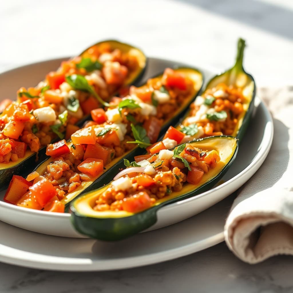 Veggie-Stuffed Zucchini Boats — FamilyPlate recipe