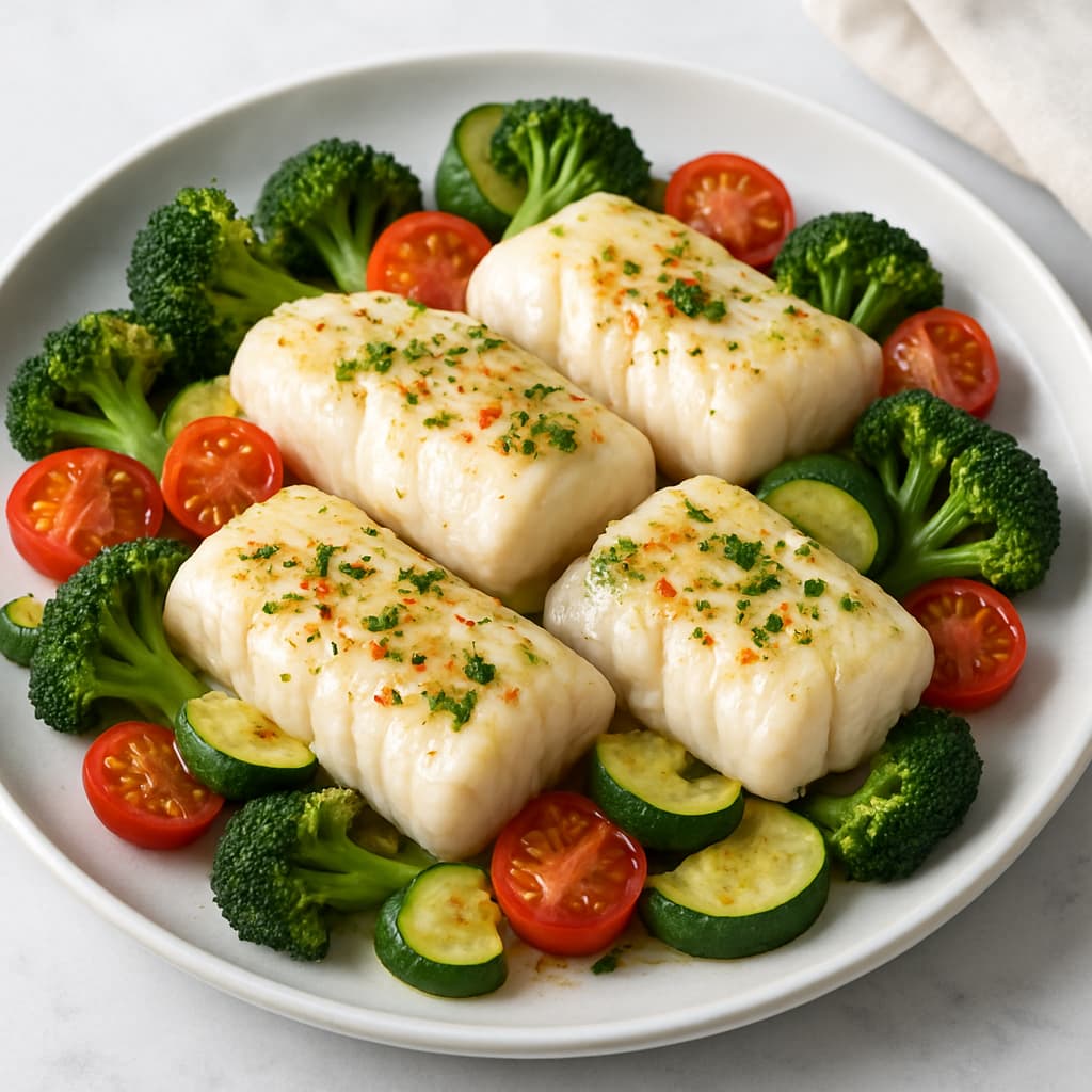 Zesty Baked Cod with Veggies — FamilyPlate recipe