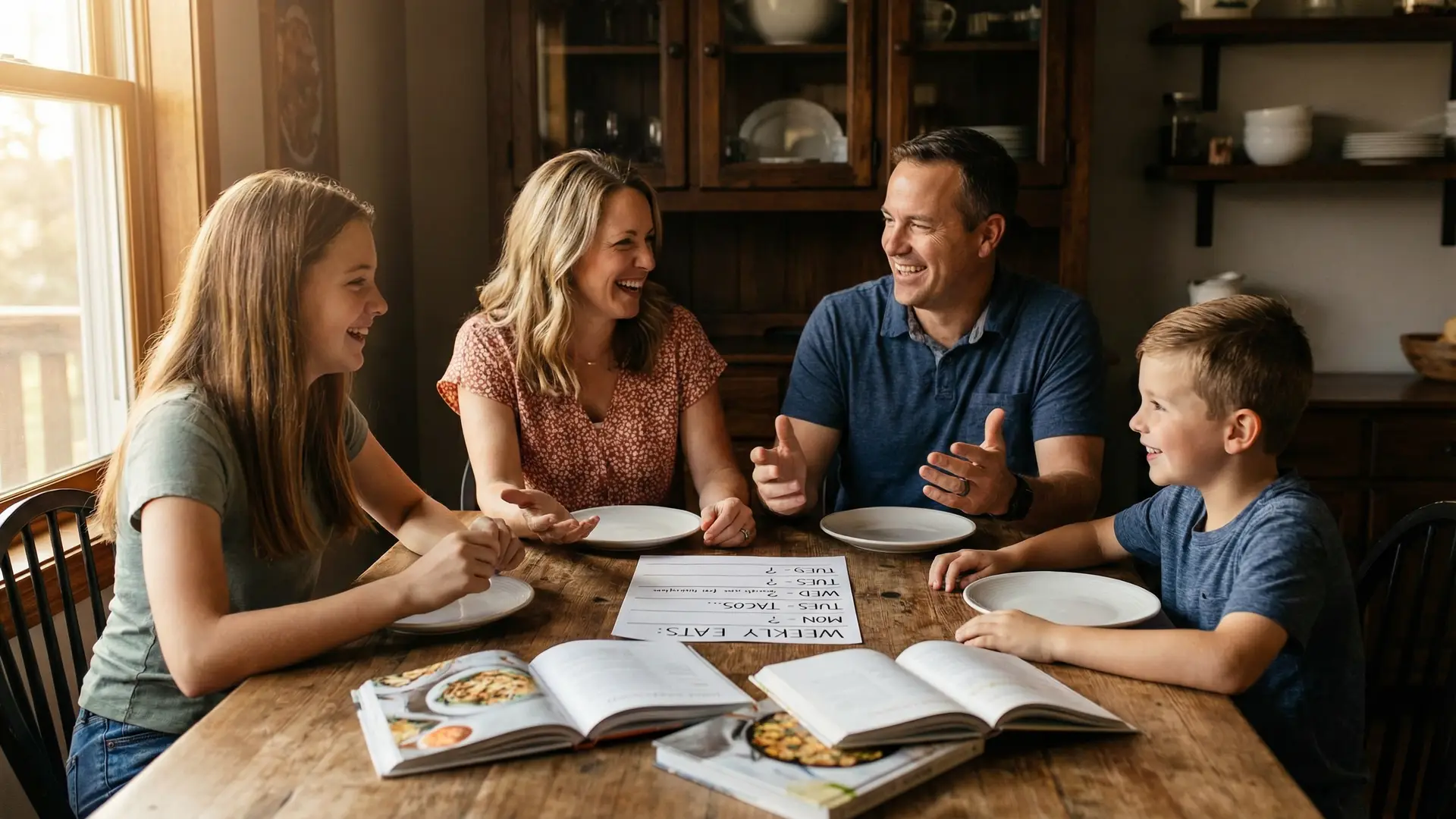 A weekly meal plan calendar with one dinner card being replaced by a new card, representing a smart mid-week meal swap.