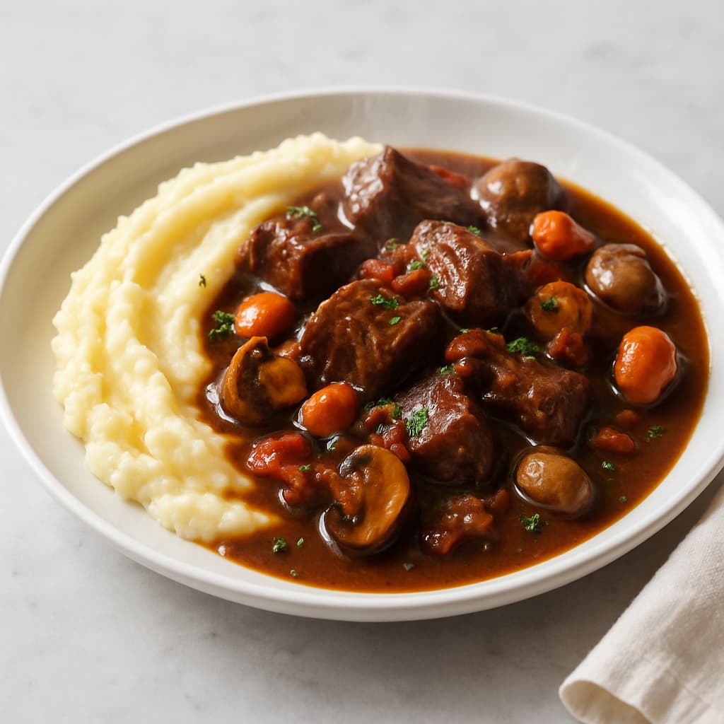 Beef Bourguignon with Mashed Potatoes — French family meal