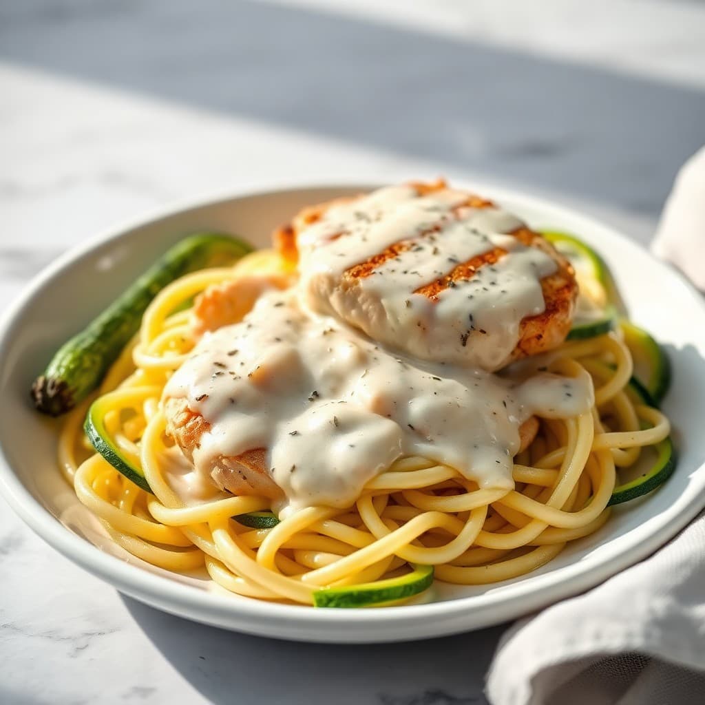 Chicken Alfredo Zucchini Noodles recipe
