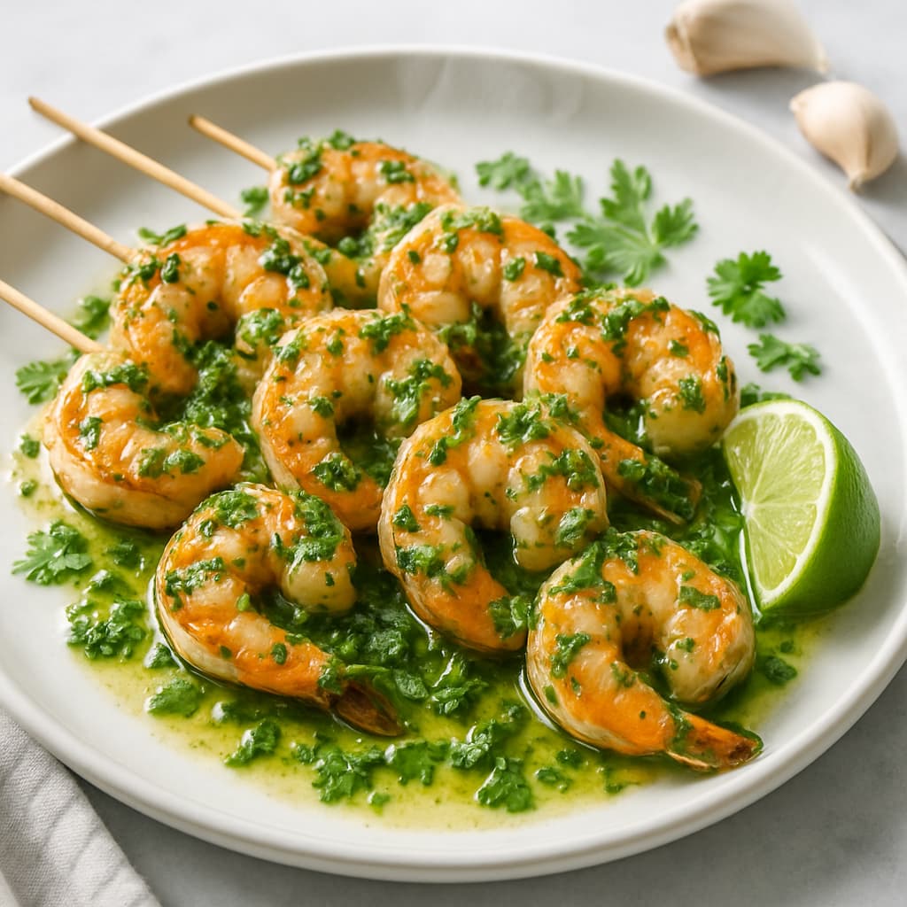 Cilantro Lime Garlic Shrimp Skewers — Brazilian family meal