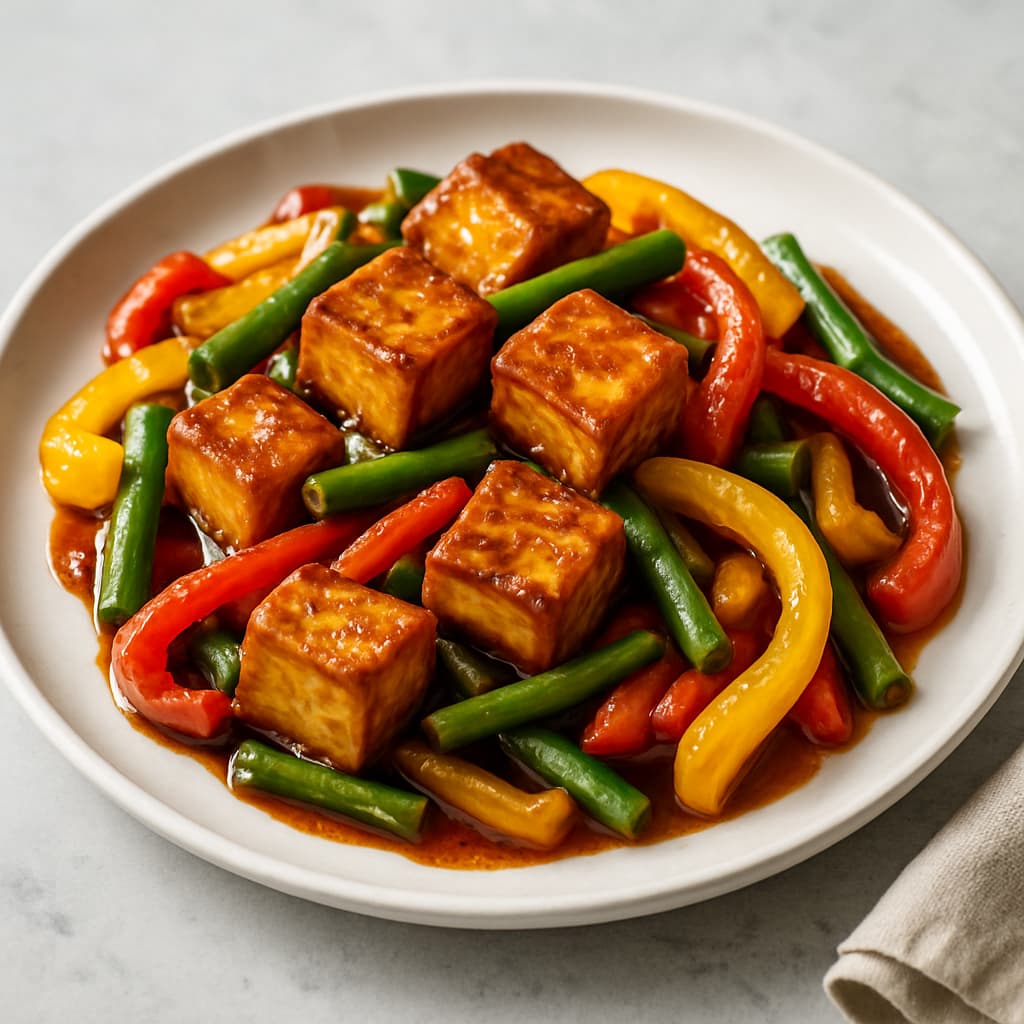 Crispy Tofu and Vegetable Stir-Fry with Indonesian Soy Sauce — Indonesian family meal