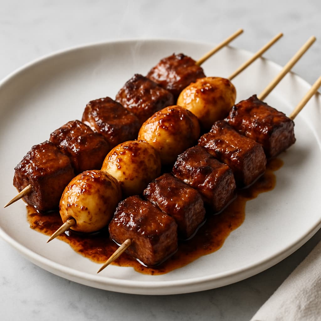 Grilled Beef and Egg Skewers with Spicy Marinade โ Malaysian family meal