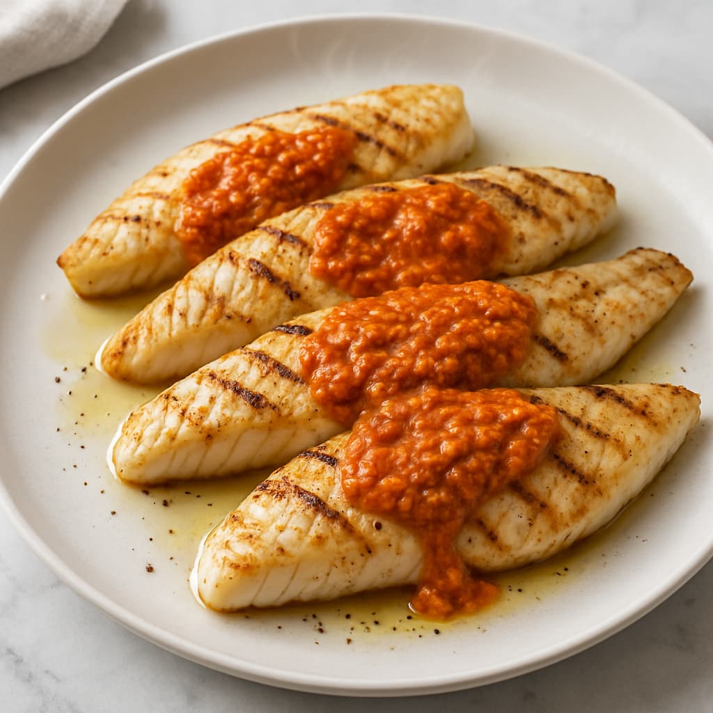 Grilled Fish with Romesco Sauce — Spanish family meal