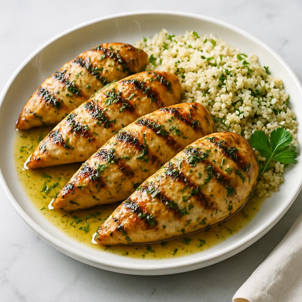 Grilled Herb Chicken with Quinoa — Mediterranean family meal