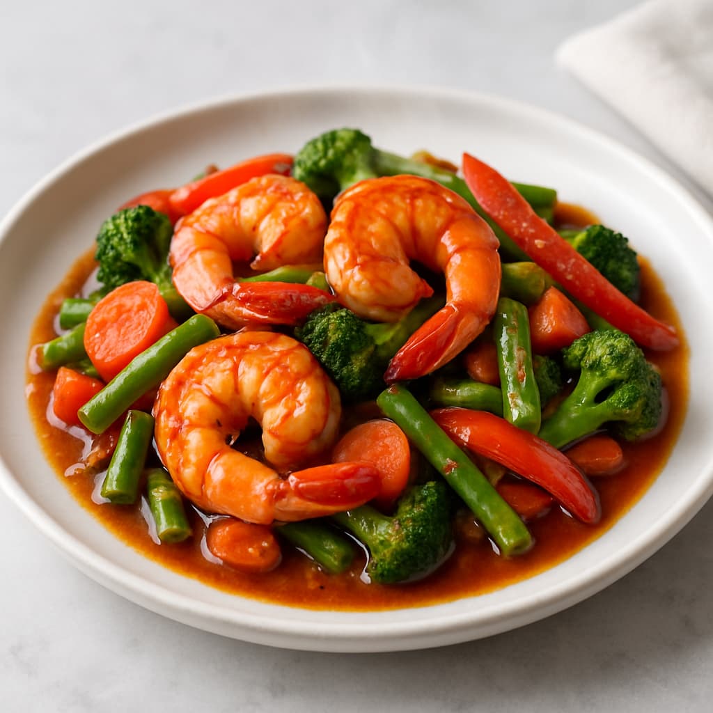 Indonesian Spicy Shrimp and Vegetable Stir-Fry recipe