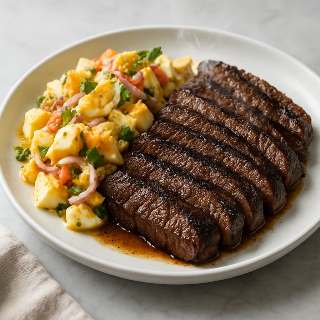 Malaysian Char-Grilled Beef with Flavorful Egg Salad recipe