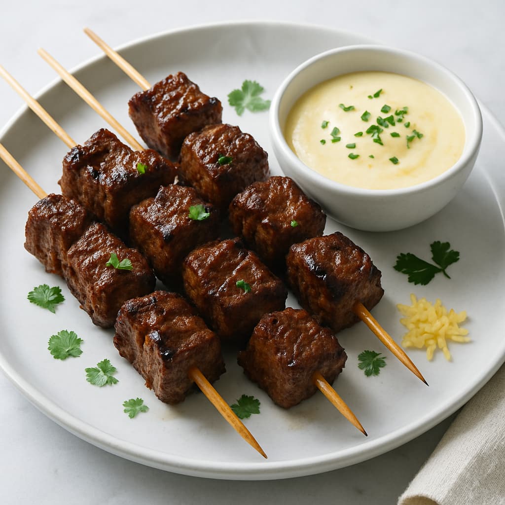 Malaysian Ginger Beef Skewers with Egg Dip recipe