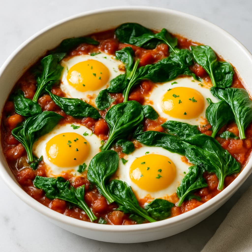 Mediterranean Egg and Spinach Skillet — Middle Eastern family meal