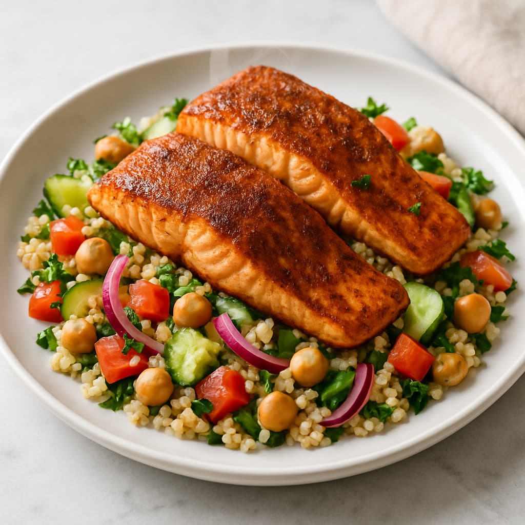 Moroccan Spiced Salmon and Quinoa Salad — Moroccan family meal