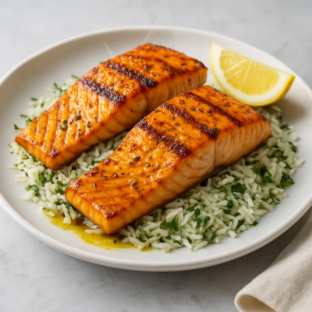Persian Grilled Salmon with Herb Rice โ Persian family meal