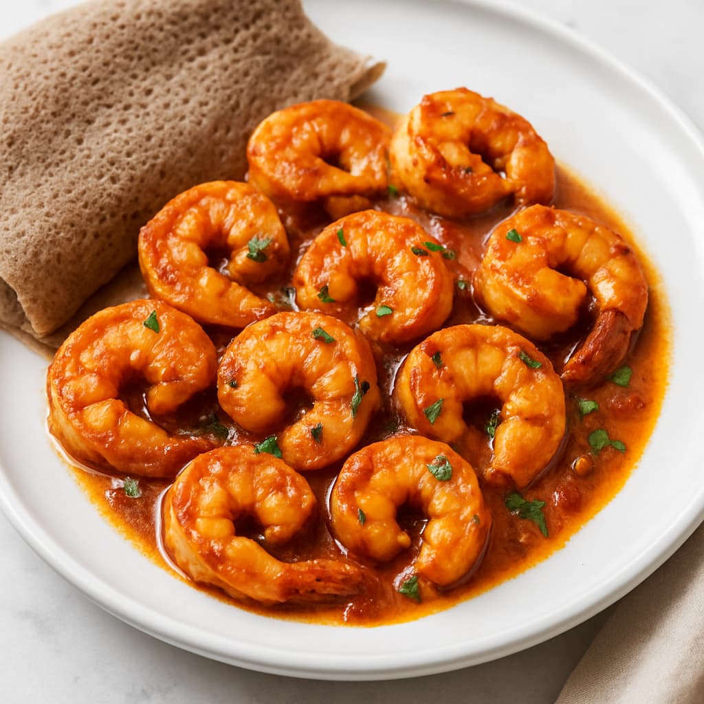 Quick Ethiopian Garlic Shrimp with Injera — Ethiopian family meal