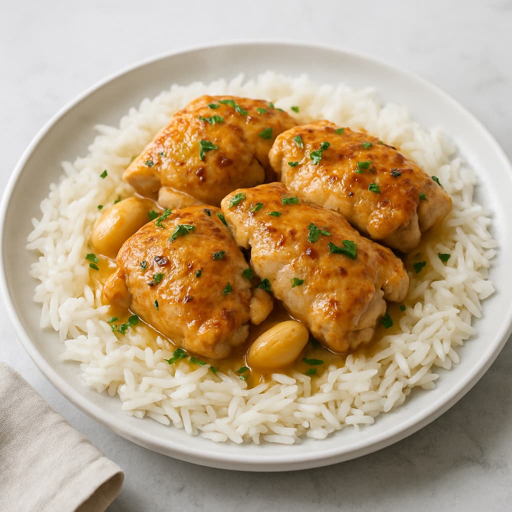 Quick Garlic Lemon Chicken over Rice — Lebanese family meal