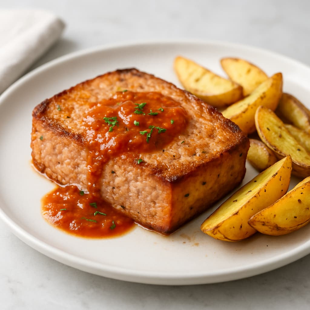 Quick German Pork Fleischkäse with Potato Wedges — German family meal