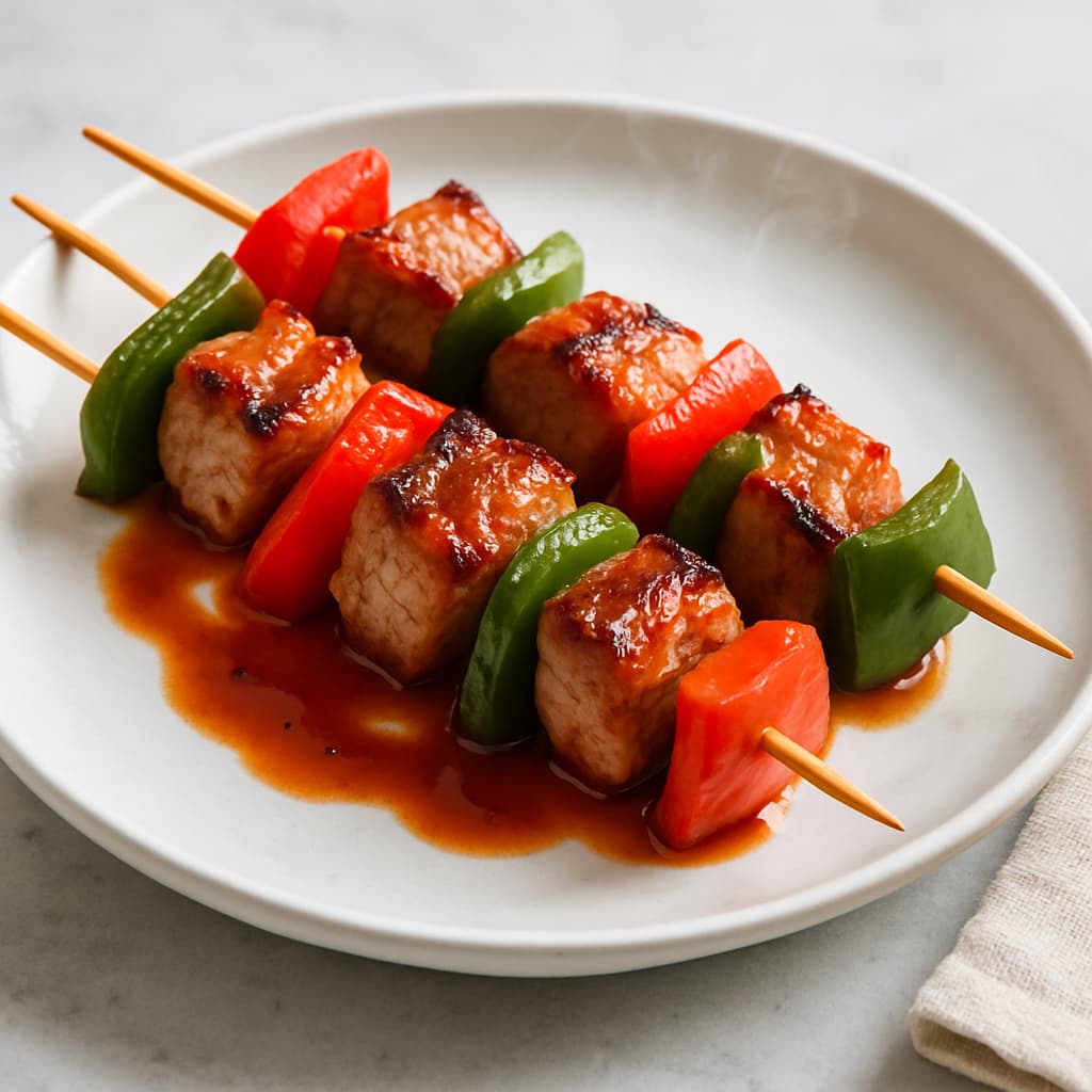 Quick German Pork Skewers with Vegetables — German family meal