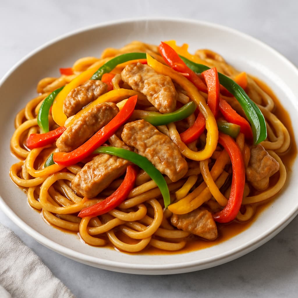 Quick German Pork Stir-Fry with Noodles — German family meal