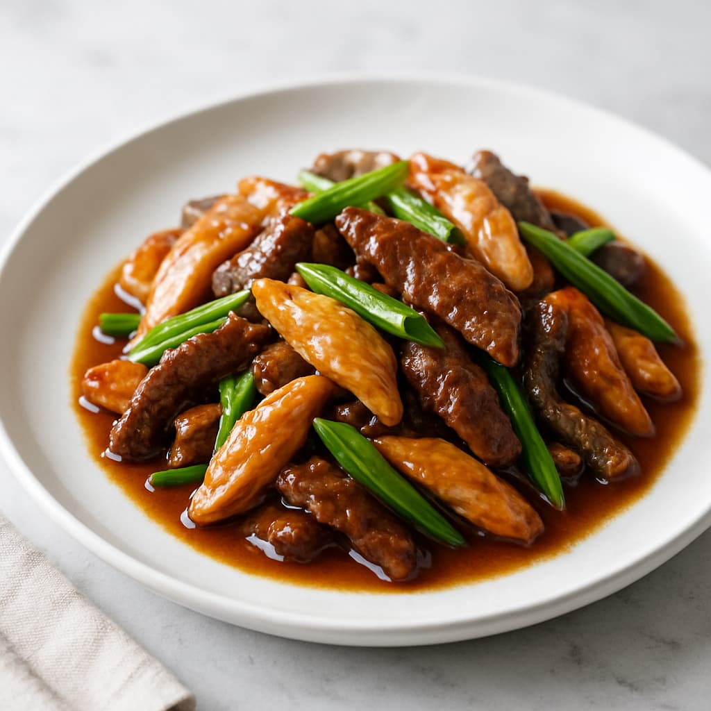 Quick Indonesian Chicken and Beef Teriyaki Stir-Fry recipe