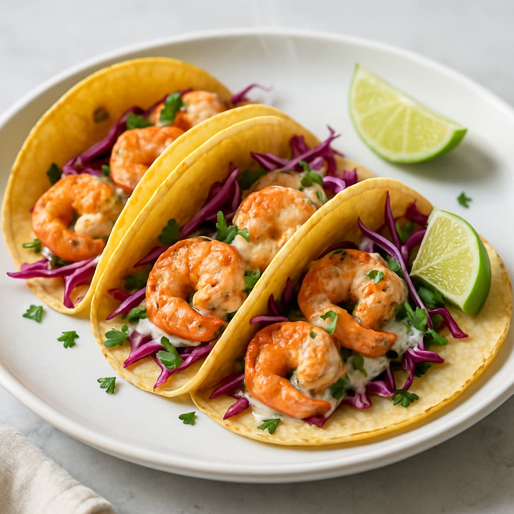 Quick Shrimp Tacos with Lime Crema — Mexican family meal
