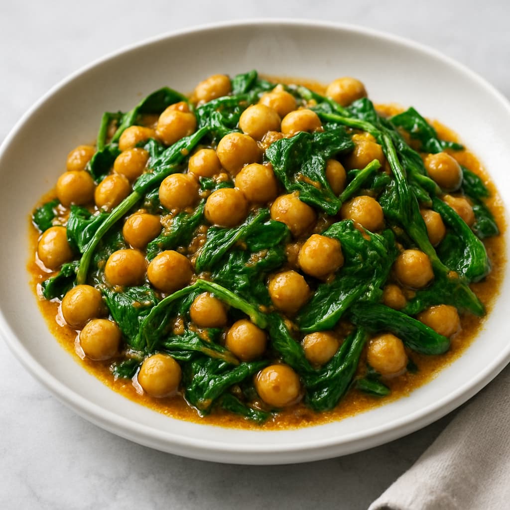 Quick Spiced Chickpea and Spinach Stir-Fry — Indian family meal