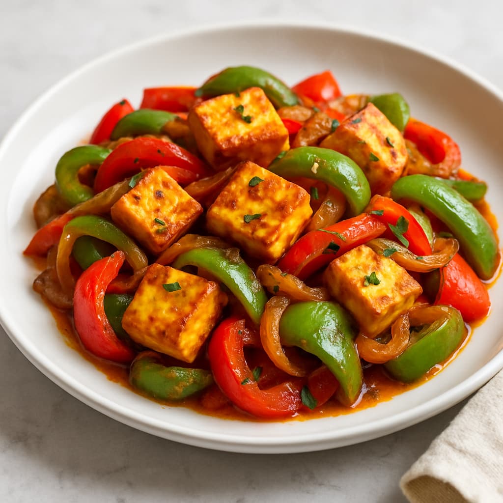 Quick Spiced Paneer and Bell Pepper Stir-Fry — Indian family meal