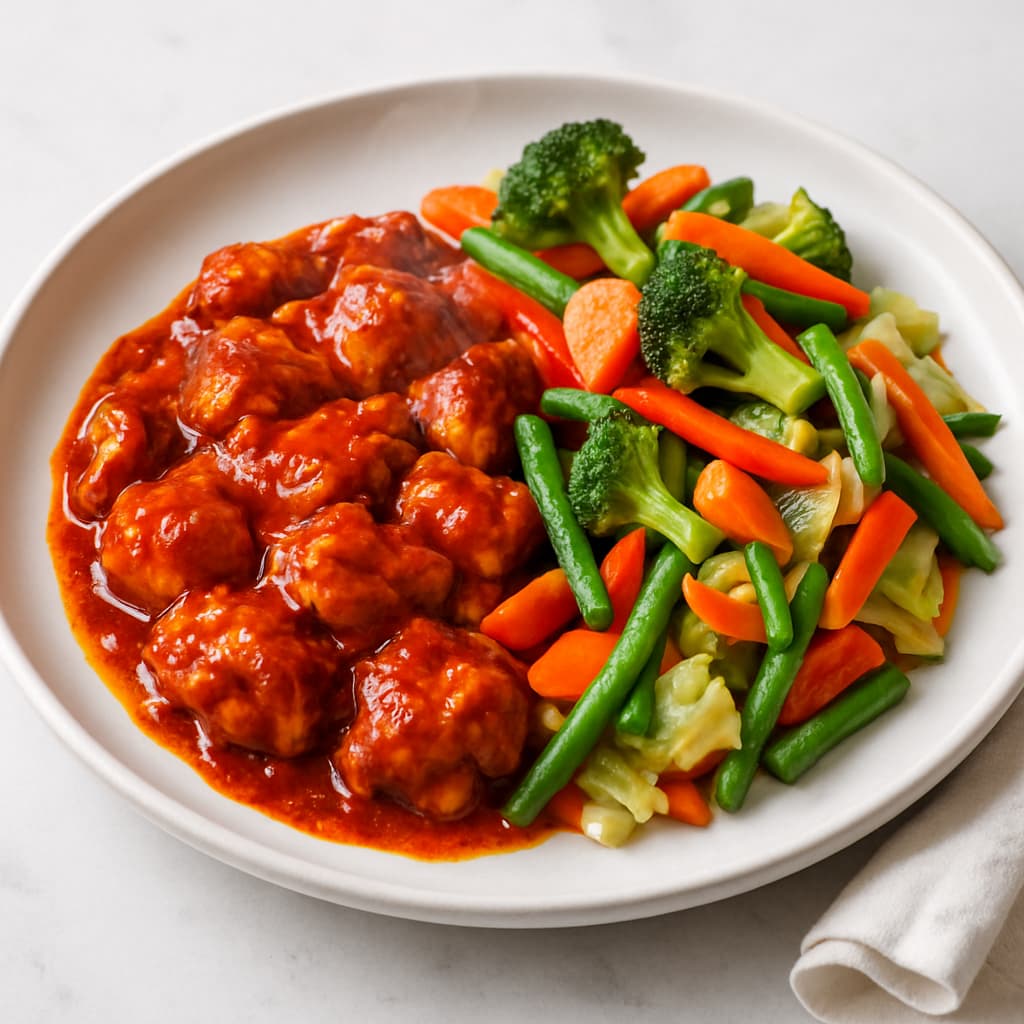 Sambal Chicken with Stir-Fried Vegetables — Indonesian family meal