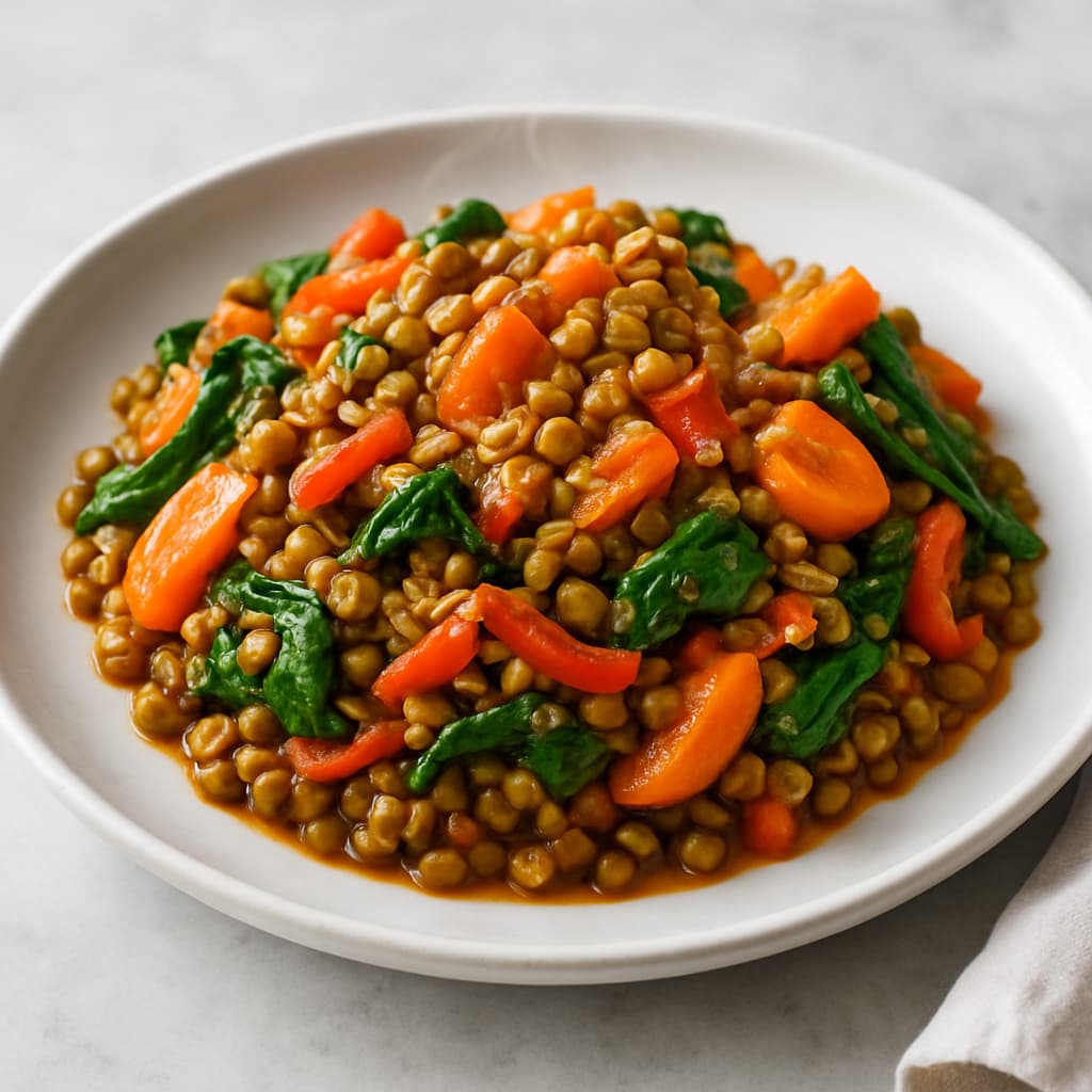 Spiced Lentil and Vegetable Stir-Fry — Ethiopian family meal