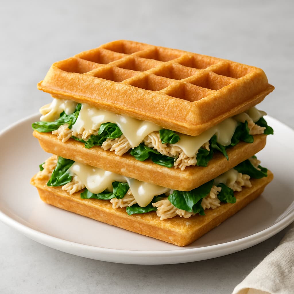 Swiss Chicken and Spinach Waffle Sandwiches — Swiss family meal