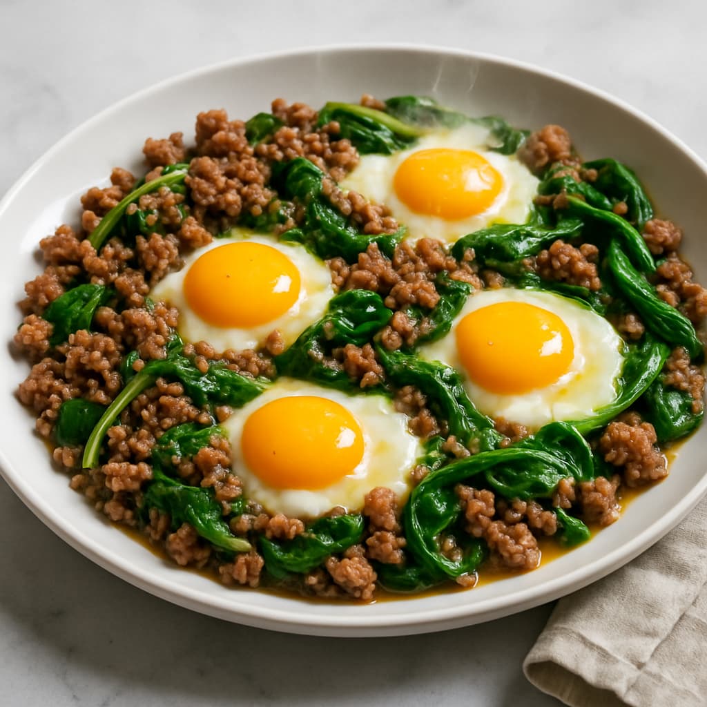 Turkish Lamb & Egg Stir-Fry with Spinach — Turkish family meal