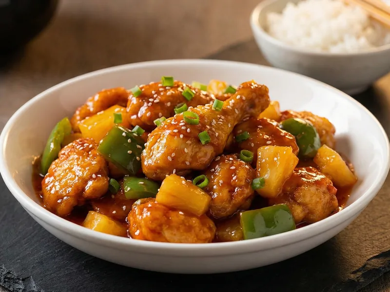 Sweet & Sour Chicken (Baked) - Chinese Meal Plan for Families recipe example for families