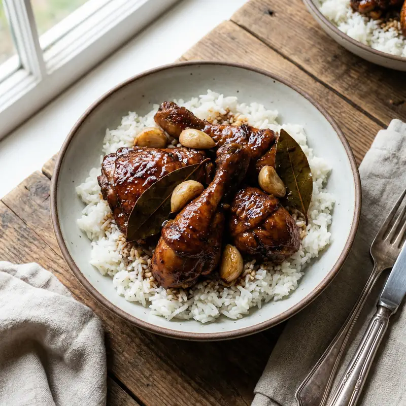 Chicken Adobo (Soy & Vinegar Braise) - Filipino Meal Plan for Families recipe example for families