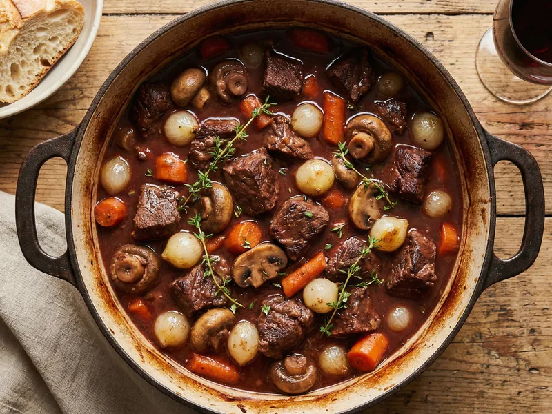 Beef Bourguignon (Slow Cooker) - French Meal Plan for Families recipe example for families