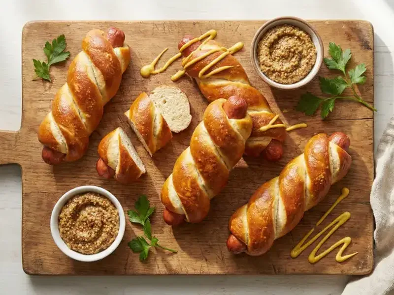 Pretzel Dogs with Mustard - German Meal Plan for Families recipe example for families