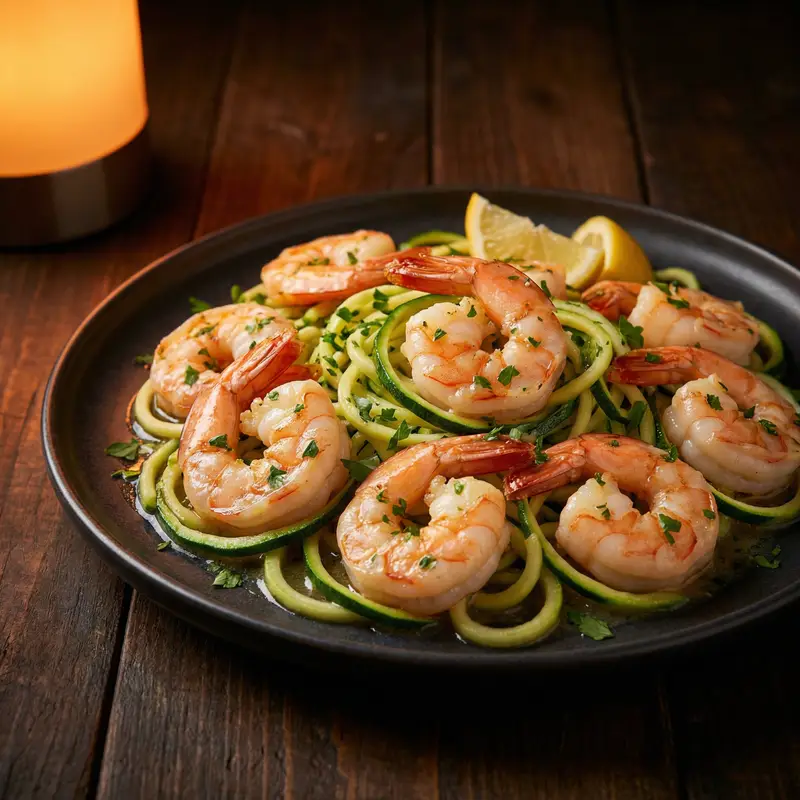 Shrimp Scampi with Zucchini Noodles - Gluten-Free Meal Planning for Families recipe example for families