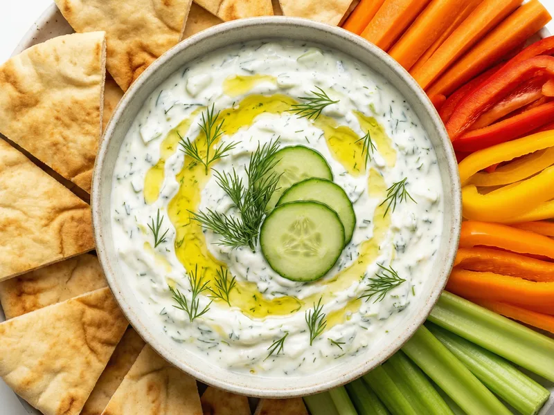 Tzatziki Dip with Pita & Veggies - Greek Meal Plan for Families recipe example for families