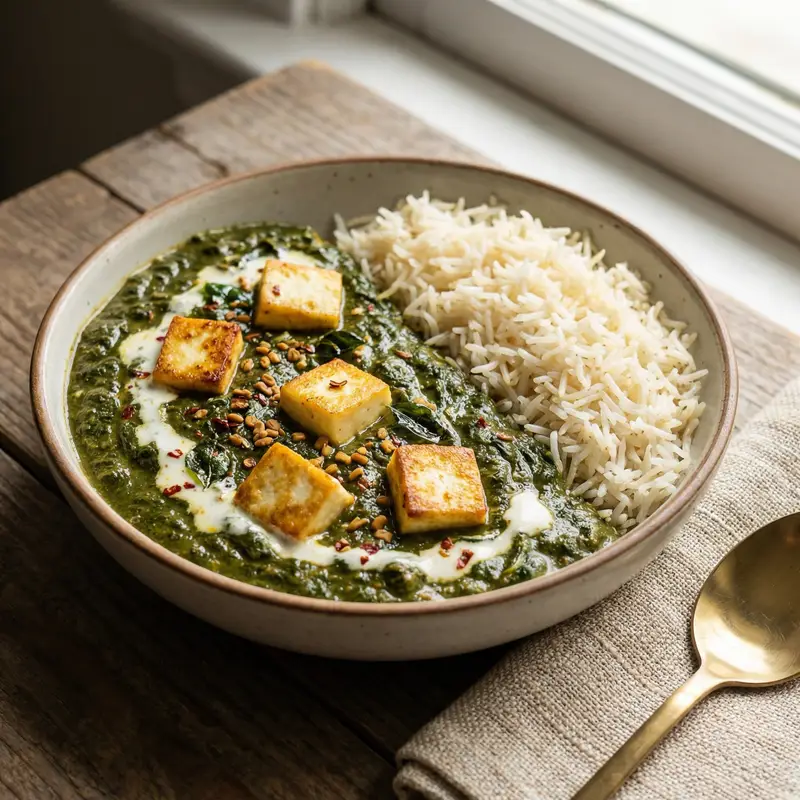 Spinach & Paneer Curry (Palak Paneer) - Indian Meal Plan for Families recipe example for families