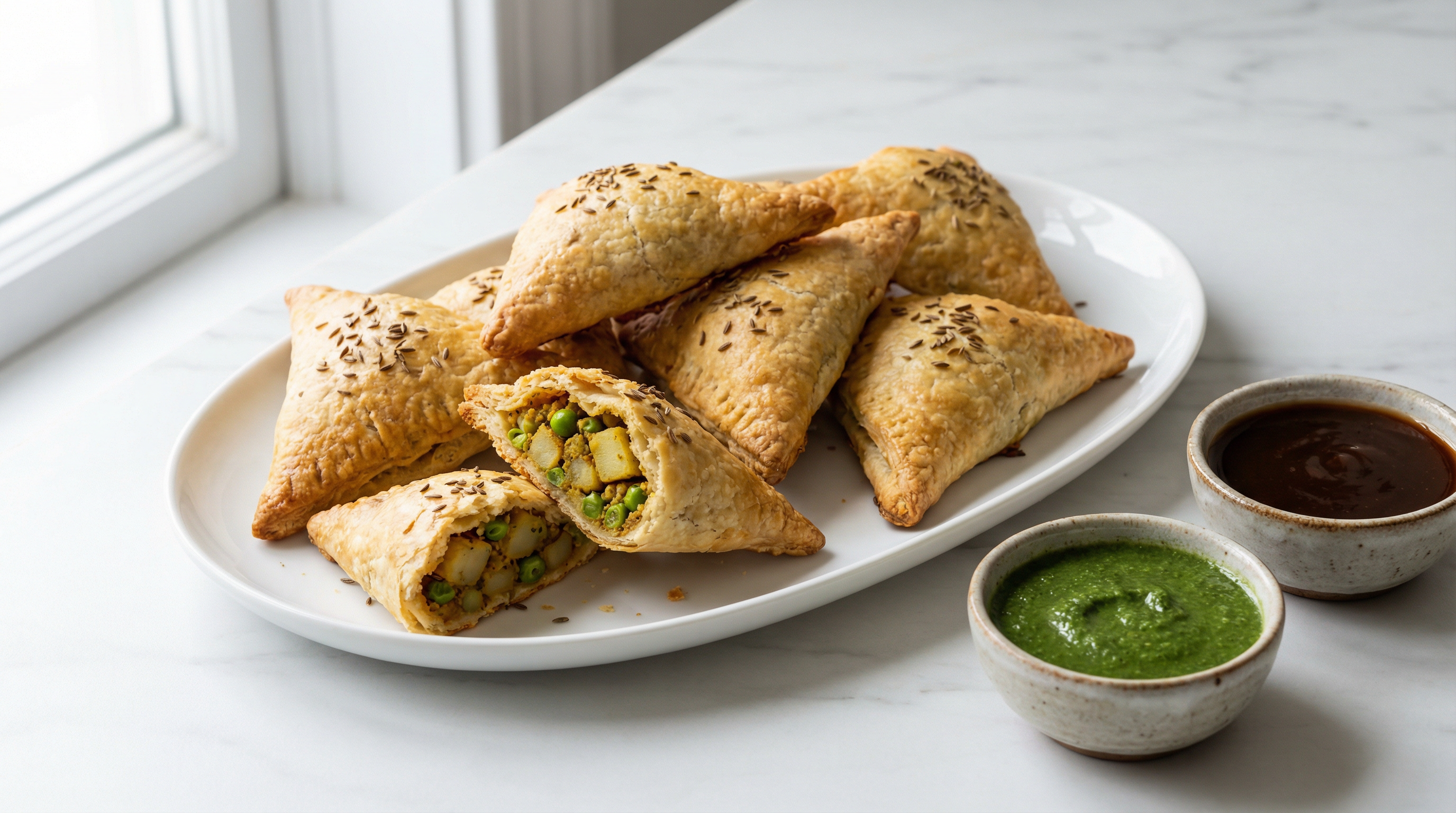 Potato & Pea Samosas (Baked) - Indian Meal Plan for Families recipe example for families