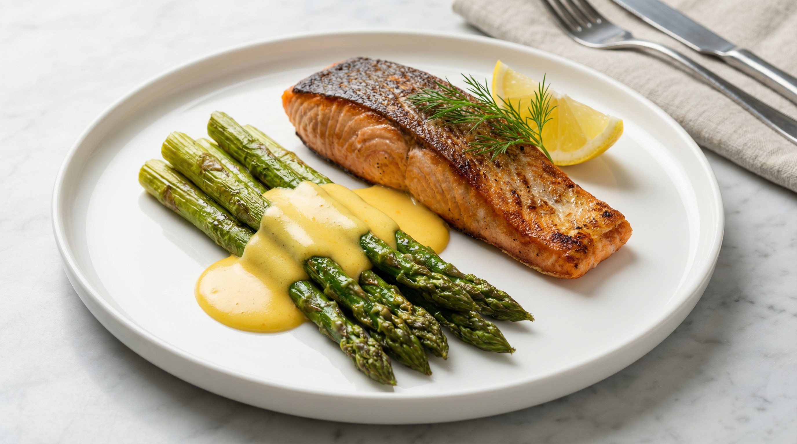 Salmon with Asparagus & Hollandaise - Keto Meal Planning for Families recipe example for families