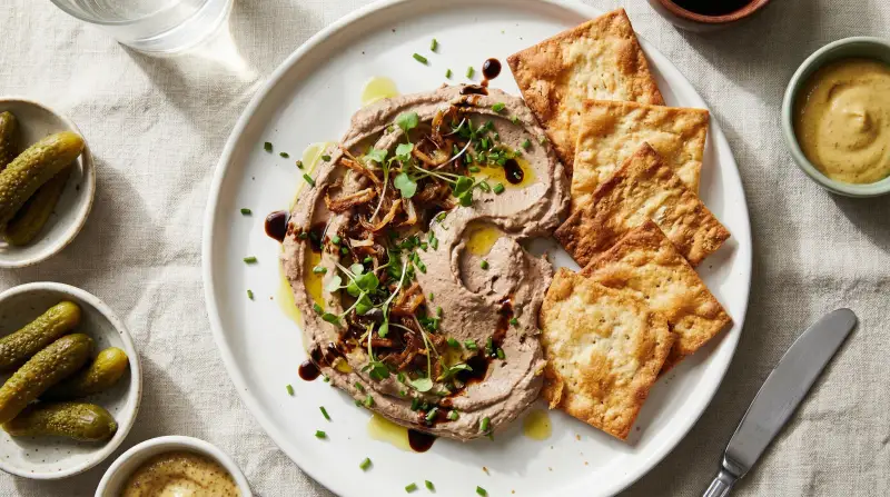 Chopped Liver on Crackers - Kosher Meal Planning for Families recipe example for families