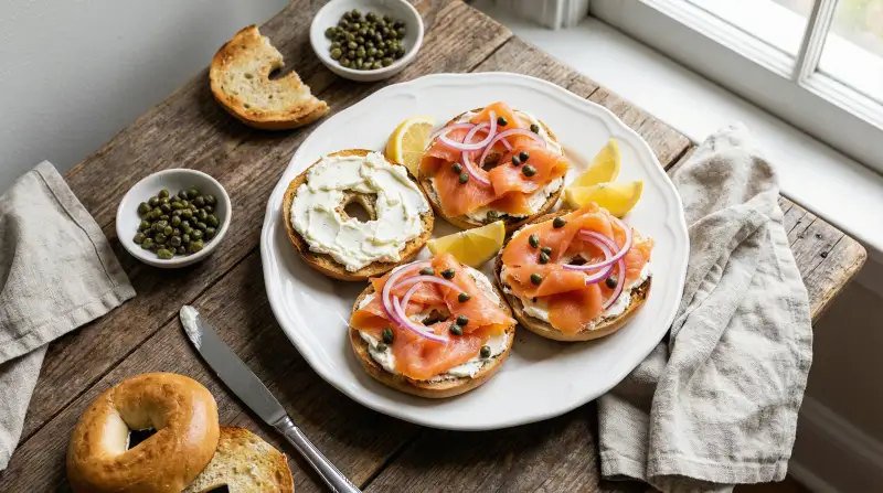 Bagels with Lox & Cream Cheese - Kosher Meal Planning for Families recipe example for families