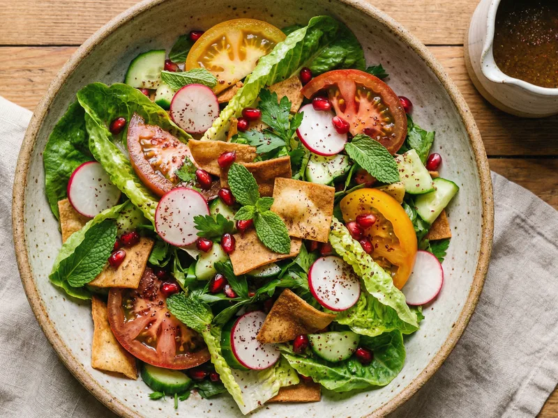Fattoush Salad with Sumac - Lebanese Meal Plan for Families recipe example for families