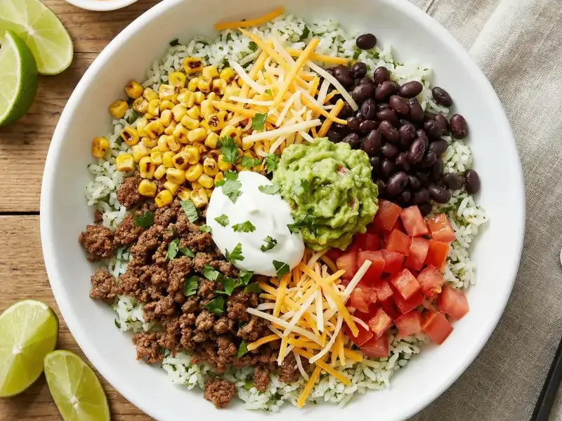 Beef & Bean Burrito Bowls - Mexican Meal Plan for Families recipe example for families